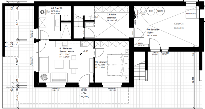Living room, Kitchen, 2 bedrooms, 2 bathrooms, balcony