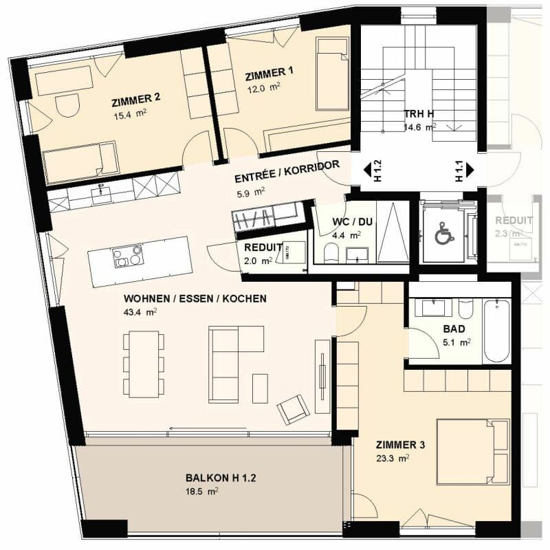 H1.2 I 4.5-room apartment on the 1st floor directly on the Aare (6)