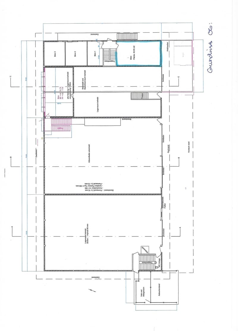 Floor plan with various rooms including living area, bedrooms, kitchen, and bathrooms.