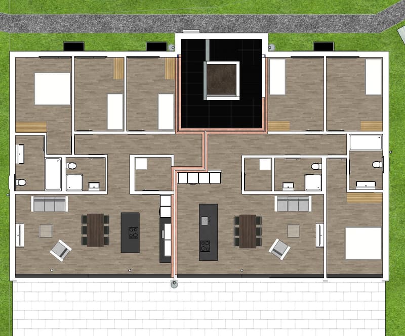 Kitchen, living room, 3 bedrooms, 3 bathrooms, balcony