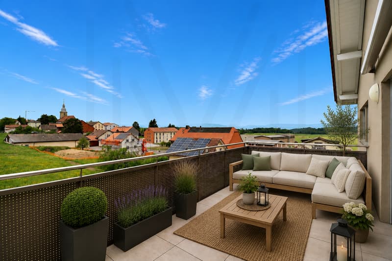 Appartement en attique de 4.5 pièces avec vue panoramique sur la campagne sans vis-à-vis ! (1)
