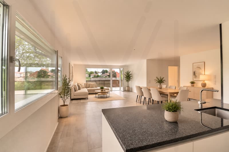 Appartement en attique de 4.5 pièces avec vue panoramique sur la campagne sans vis-à-vis ! (2)