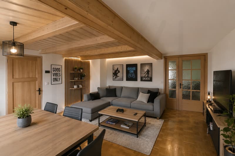 Maison gruérienne avec vue sur les montagnes (6)