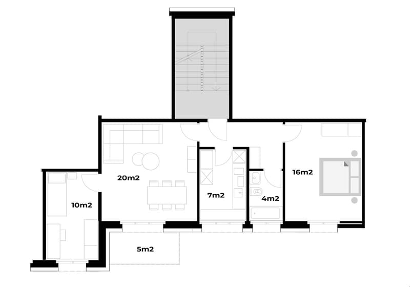 2 Bedrooms, living room, kitchen, dining area, bathroom, terrace
