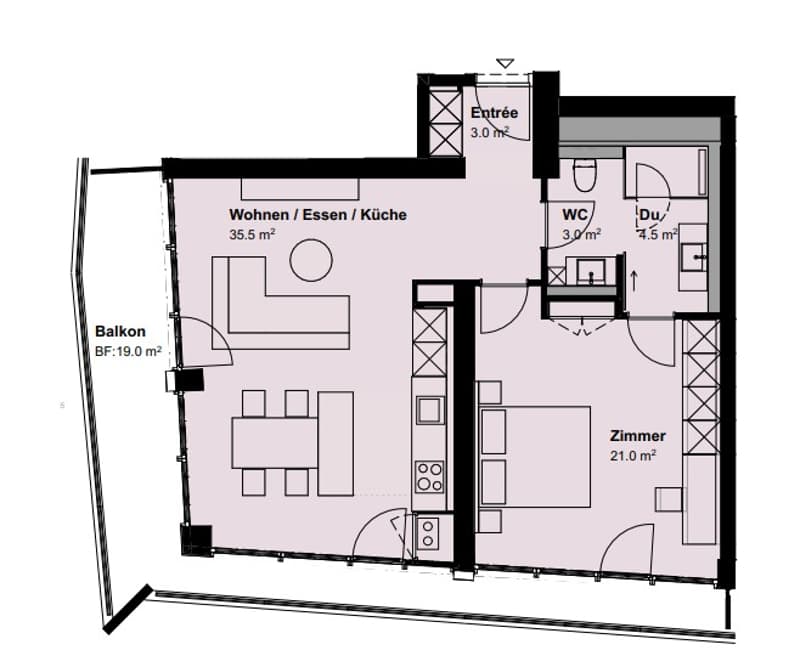 Furnished modern 2.5-room apartment with balcony in Zurich (13)