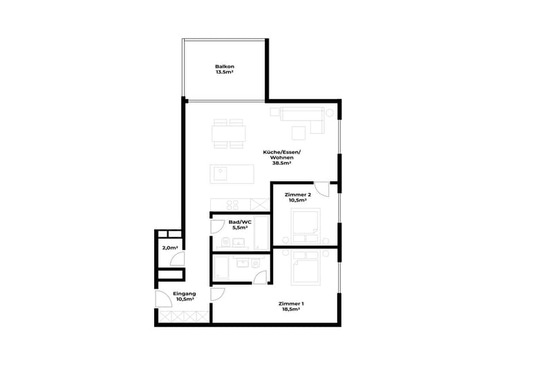 Möblierte, stilvolle 3.5-Zimmer-Wohnung mit Balkon in Zug (22)