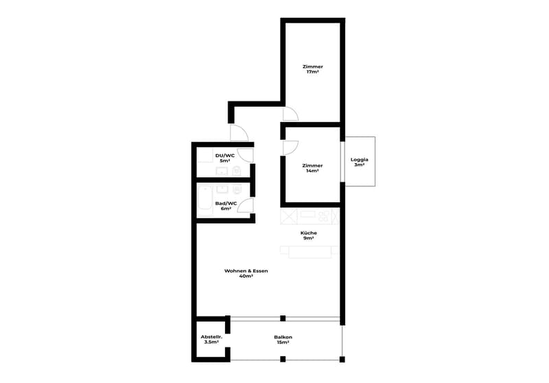 Temporary: 01.12.26 - 31.03.27; Furnished 3.5-room apartment in Kriens with balcony & mountain view (14)