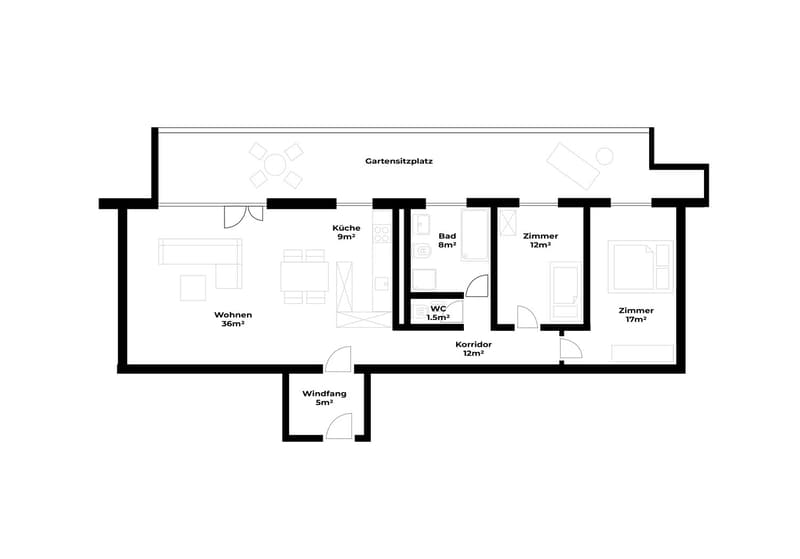 TEMPORARY: 01.09.2026 - 31.08.2028: Furnished 3.5-room apartment with private garden in Rothenburg (16)