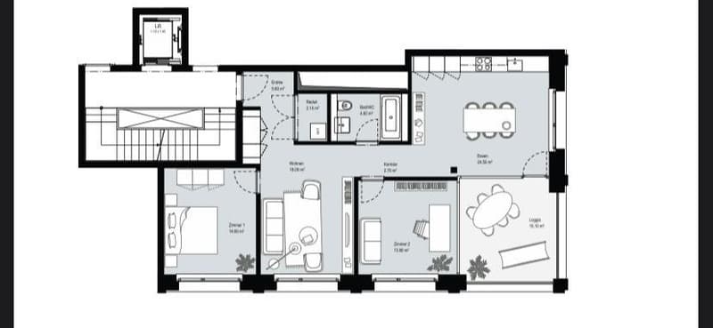 BEFRISTET: 01.10.2026 - 14.12.2026 / Stilvolle 3.5-Zimmer-Wohnung mit Loggia und Bergsicht in Cham (16)