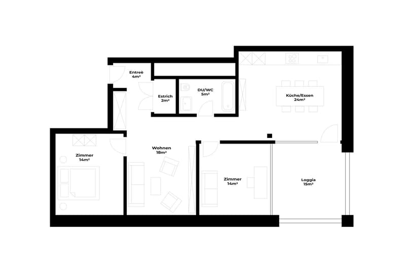 BEFRISTET: 01.10.2026 - 14.12.2026 / Stilvolle 3.5-Zimmer-Wohnung mit Loggia und Bergsicht in Cham (15)