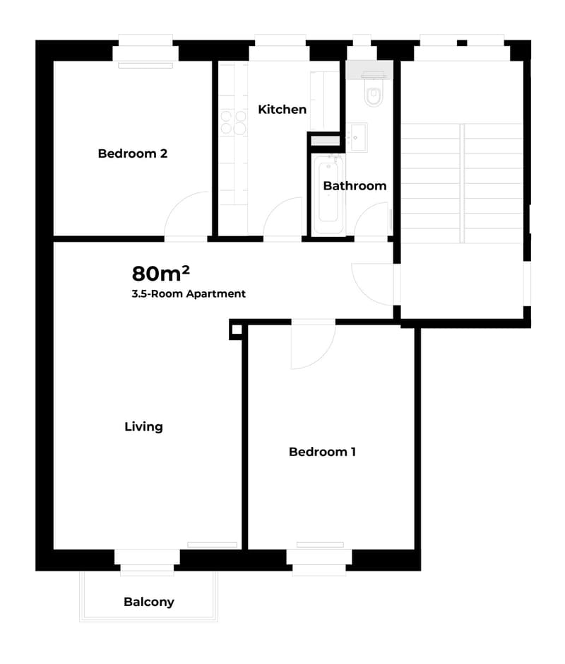 Möblierte 3.5-Zimmer-Wohnung mit Balkon an der Elisabethenstrasse, Zürich (20)