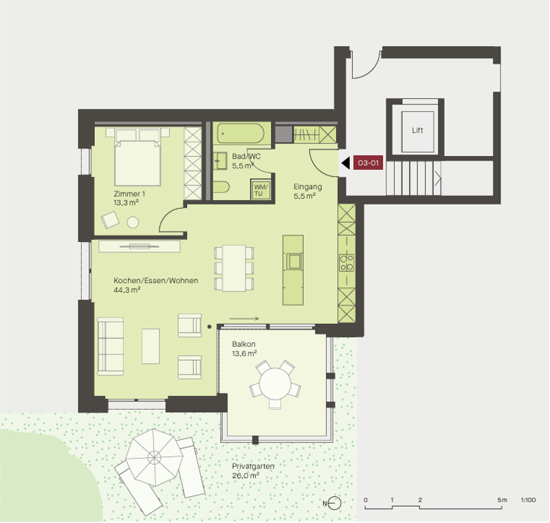 Helle 2.5-Zimmer-Neubauwohnung mit Gartenanteil (5)
