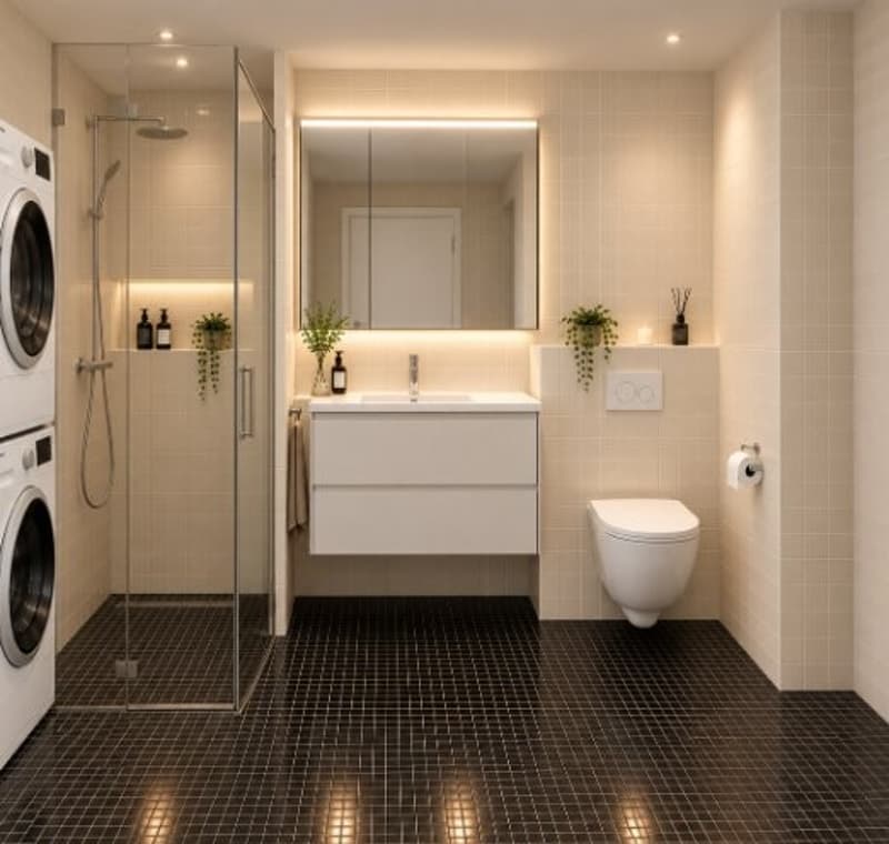 Nasszelle mit Dusche und WC
