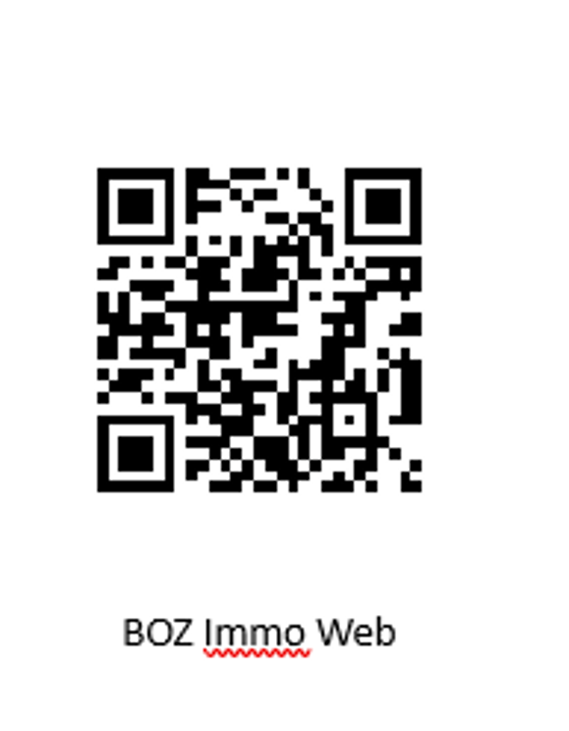 QR code with text 'BOZ Immo Web' below it