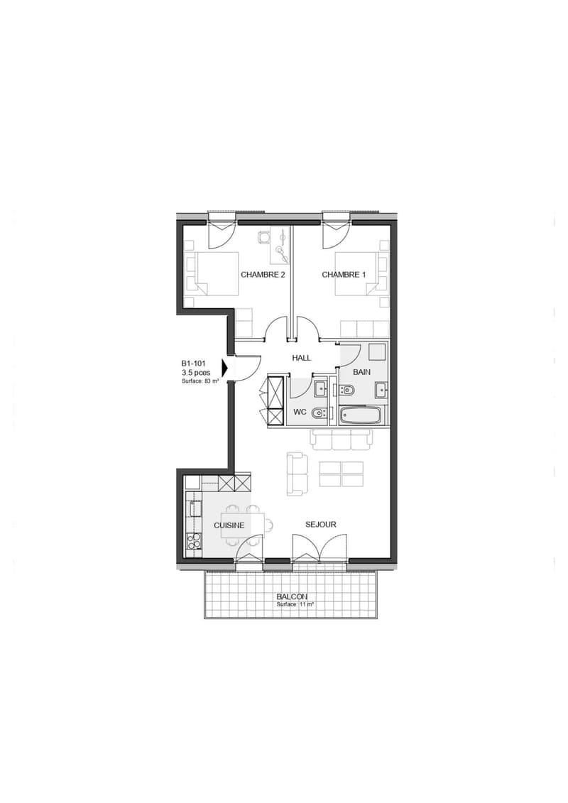3.5 room apartment new with balcony in Denges (8)