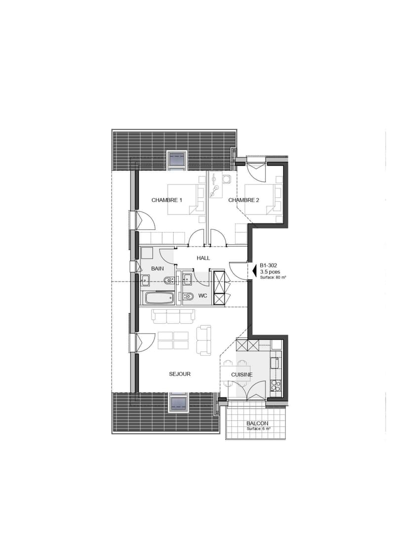 3.5 rooms new attic with balcony in Denges (7)
