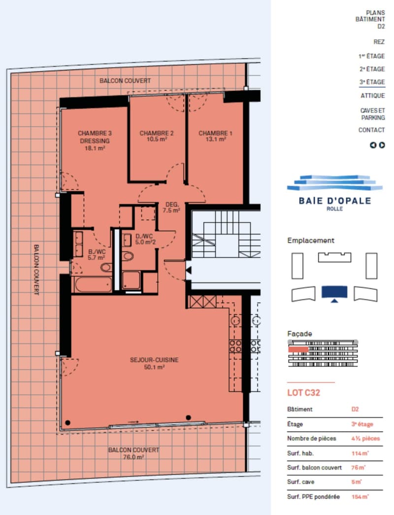 New high-standard apartment - 4.5 rooms in corner location with 76m² balcony - Lake view (8)