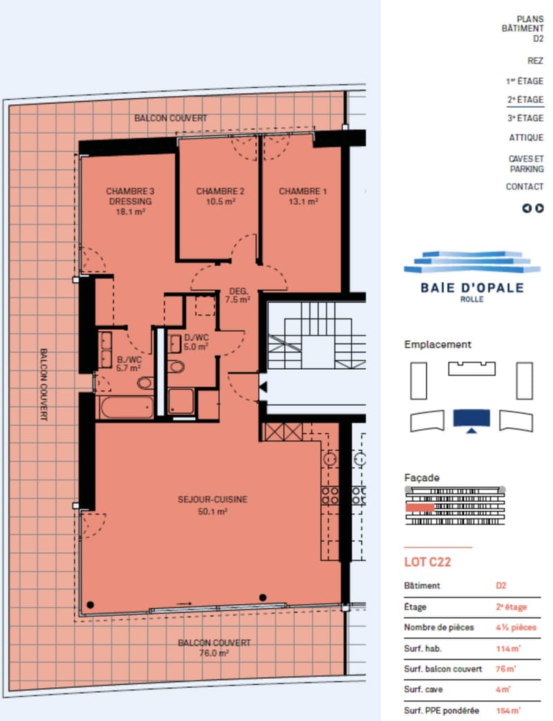 New high-standard apartment - 4.5 rooms in corner location with 76m² balcony - Lake view (6)