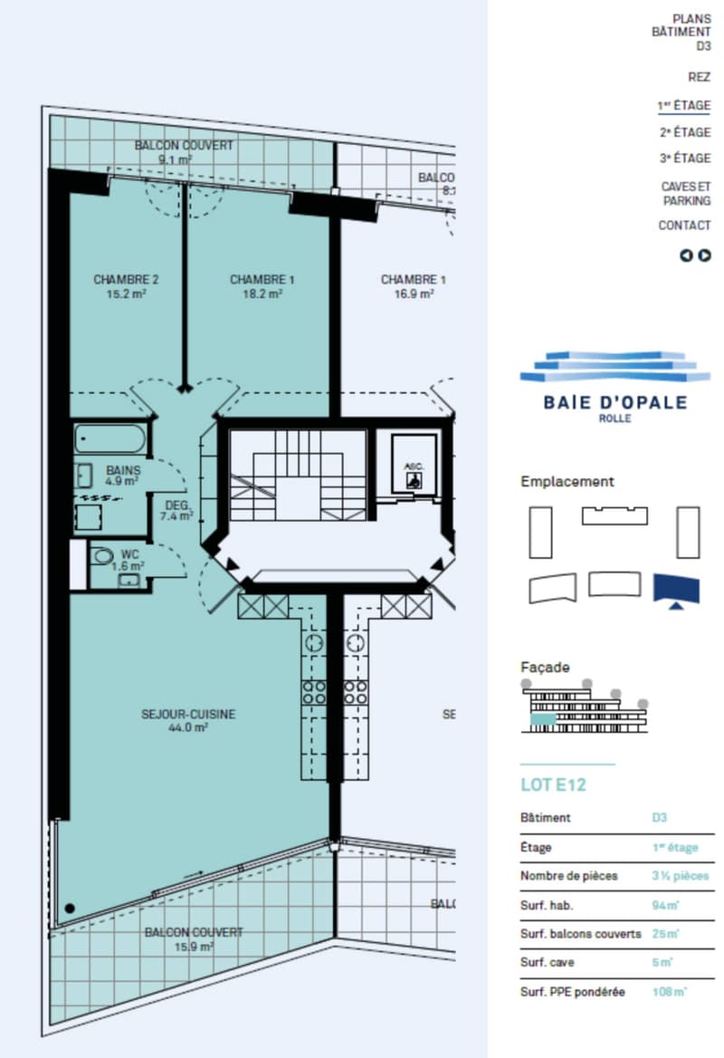 New 3.5-room apartment with two balconies - Lake Geneva view (4)