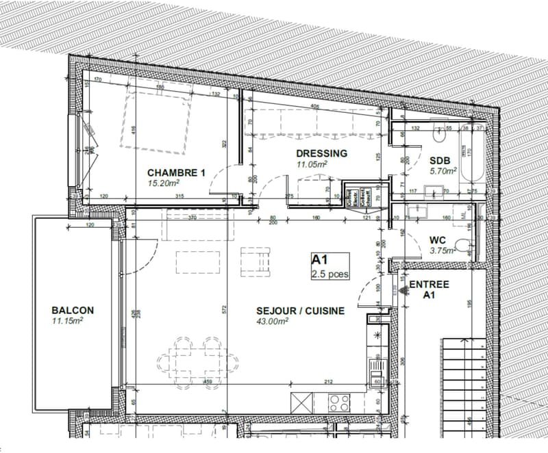 2.5 rooms NEW bright southwest facing with balcony and dressing room - Discover it in 3D immersion! (2)