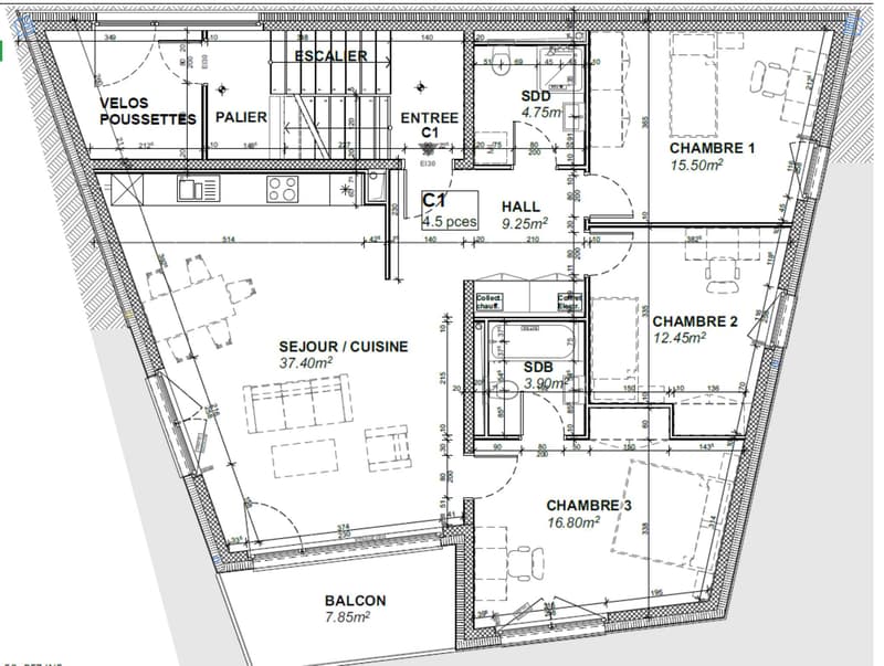 Last 4.5 rooms NEW south-facing with balcony - Discover it in 3D immersion! (4)