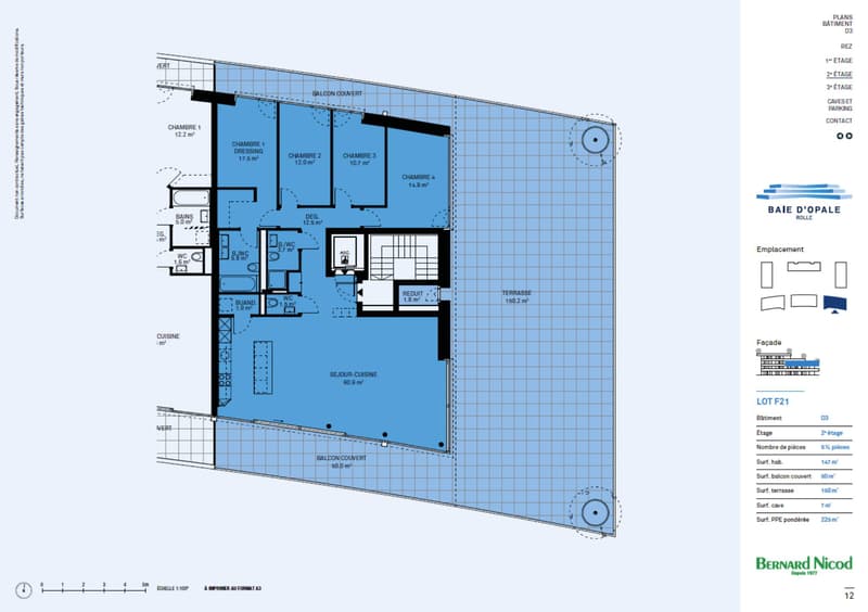 New 5.5-room corner apartment with 200m² terrace - Lake Geneva view (10)