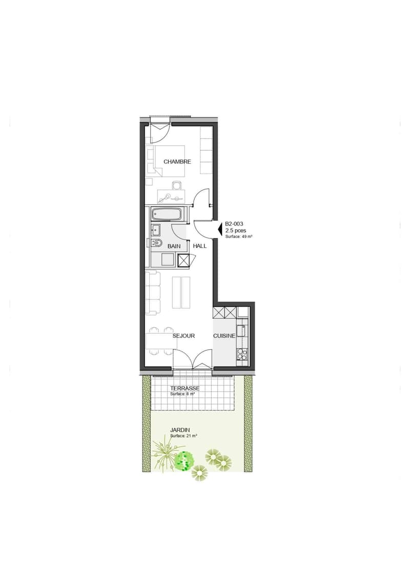 Bourg de Denges 2,5 Zimmer neu mit eigenem Garten (2)