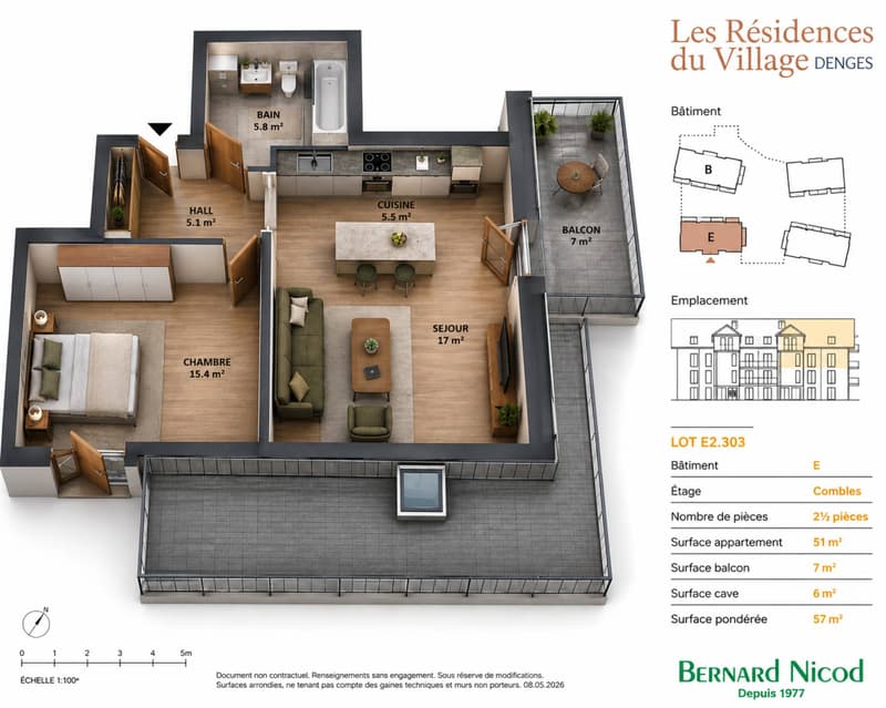 Appartement de 2,5 pièces avec balcon Idéal pour un investissement (1)
