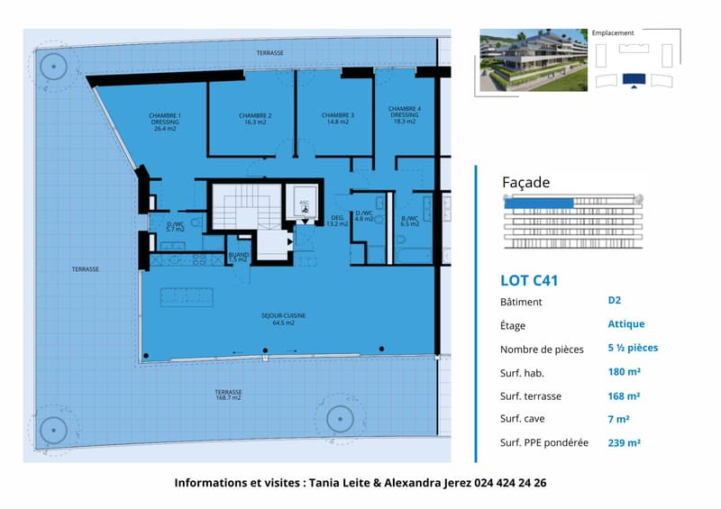 Einzigartig! 5.5-Zimmer-Dachgeschoss mit 180m2, das eine Dachterrasse von 168m2 mit Panoramablick auf den See und die Alpen bietet (13)