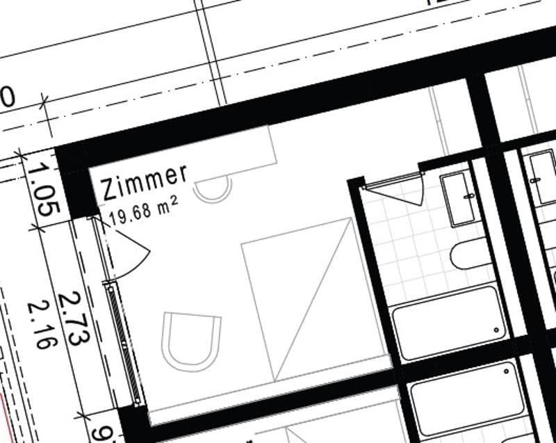 One bedroom, bathroom, dimensions provided
