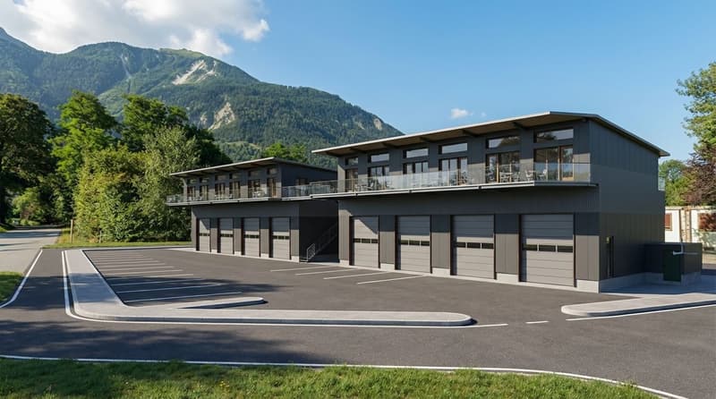 Gewerbehallen (mit Büro) mit Parkplatz in Leuk zu vermieten (1)