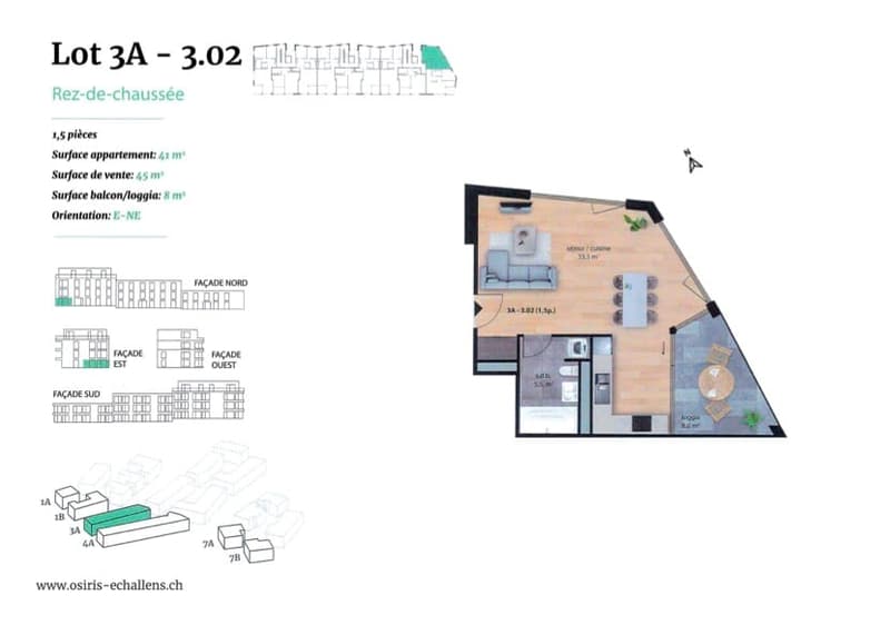 🌿 Spacious bright studio with loggia – OSIRIS eco-district in Échallens (5)