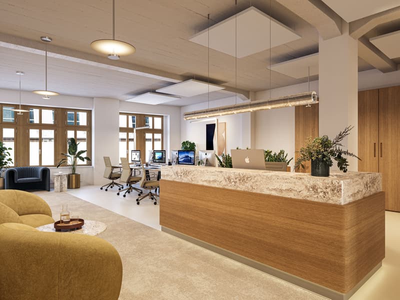 Empfangsbereich und Büro
