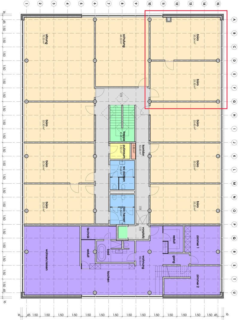 Office spaces, bathrooms, kitchen, lounge, entrance hall, terrace