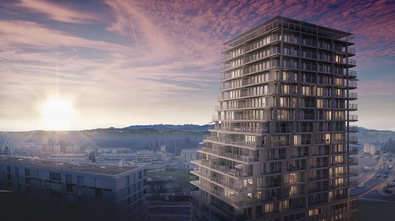 Skyscraper, balconies, windows, modern design, city view