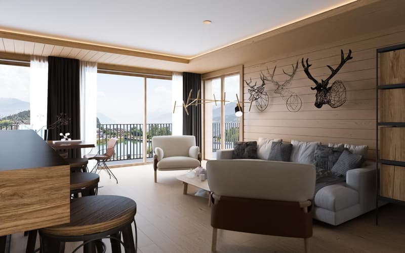 Chalet neuf 5.5 pces en ossature bois avec vue panoramique sur le lac et les Alpes (4)