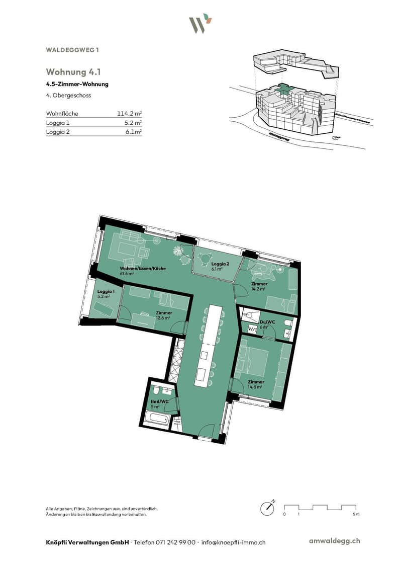 Appartamento moderno 4.5 locali al 6° piano con balcone e vista splendida a Kloten (Appartamento 6.1) (3)