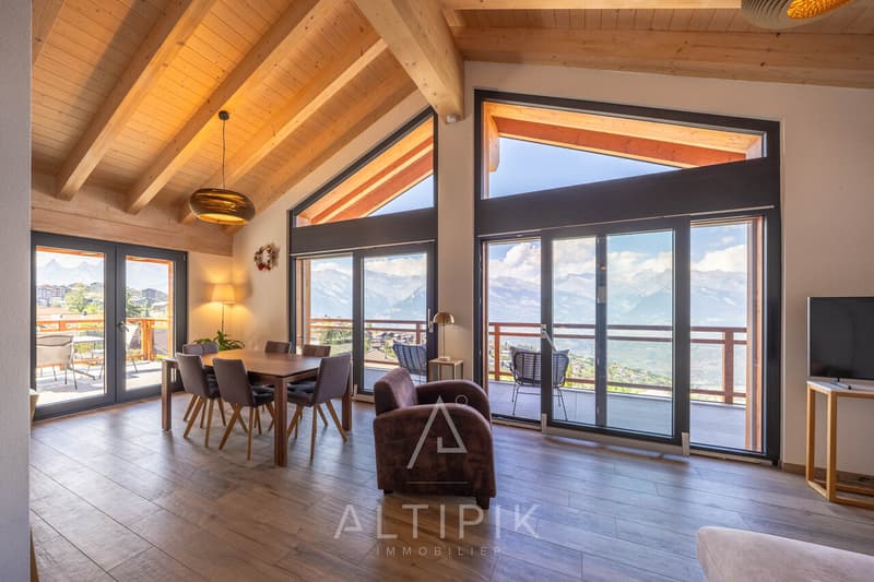 Un chalet récent (2021) avec les Alpes en toile de fond (2)