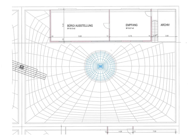 Layout: office, exhibition space, archive