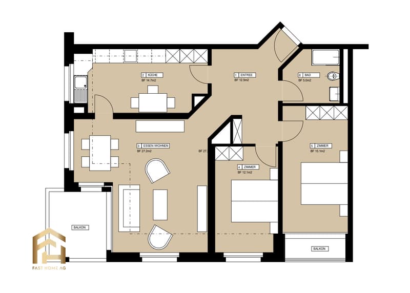 Grundrissplan 3.5 ZWG Naters
