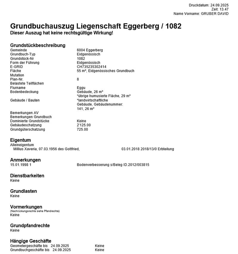 Grundbuchauszug