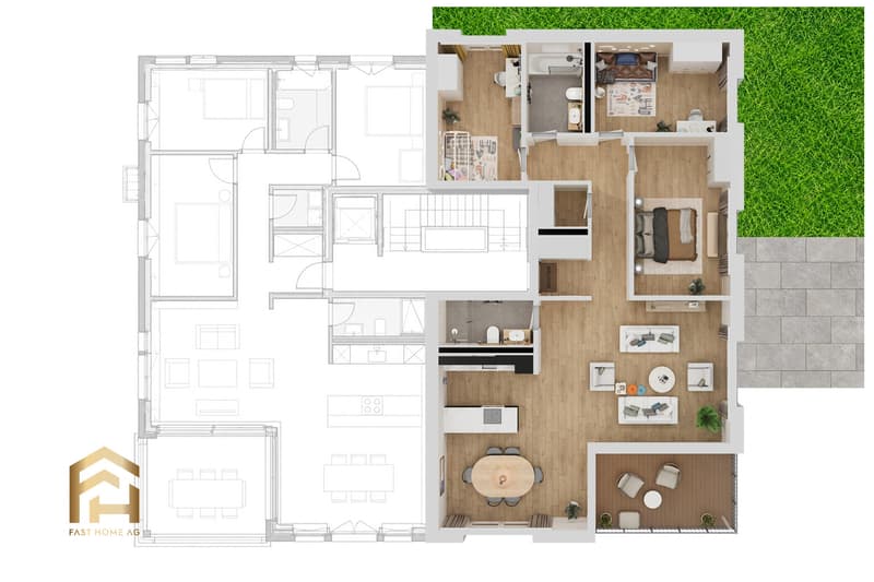 Neubau 4.5 Zimmerwohnung im Erdgeschoss mit Gartensitzplatz (3)
