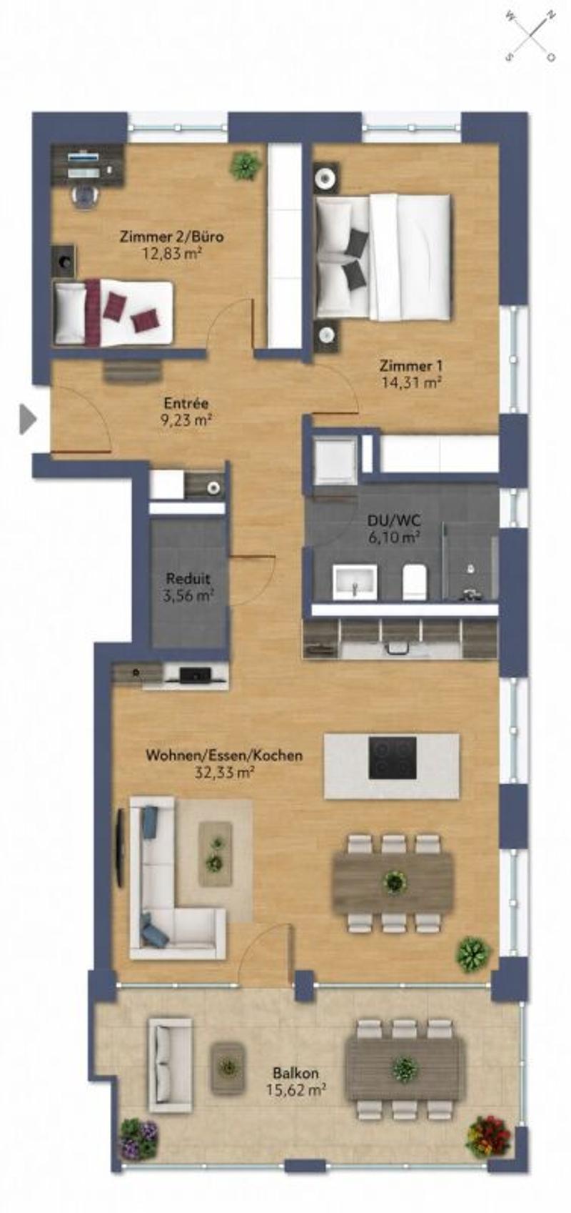 Erstvermietung - Exklusive 3½-Zimmer-Neubauwohnung mit grosszügigem Balkon (5)