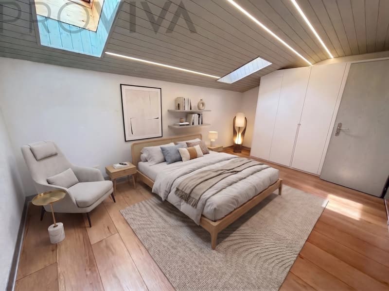 Schlafzimmer mit 2 Dachlucken für viel naürliches Licht