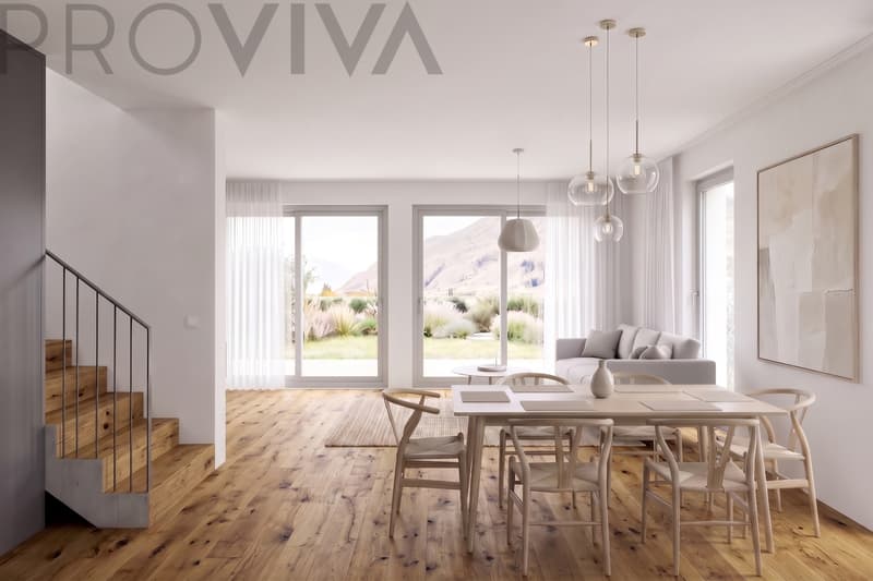 Blick auf Wohnraum / Vue sur le salon / View of the living room / Vista della zona giorno