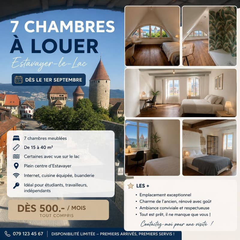 7 möblierte Zimmer zur Miete - Estavayer-le-Lac (1)