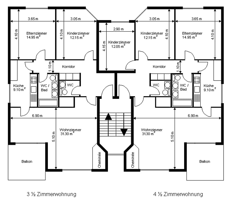 4 1/2 Zi.-Wohnung, sonnig und hell  in 4 Fam.-Haus (6)
