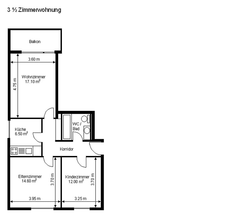 3 1/2 Zimmerwohnung; sonnig, ruhig und hell (13)