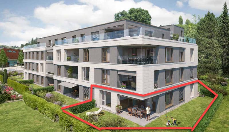 Neuwertige helle 3.5 - Zimmerwohnung mit Garten im Herzen von Willisau (1)