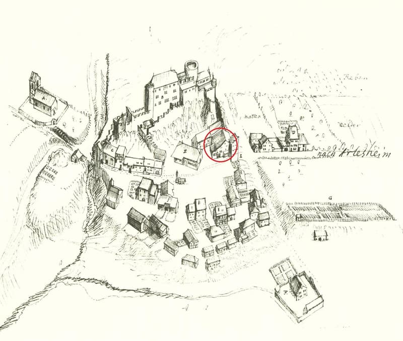 Federzeichnung von Georg Friedrich Meyer, Basler Kartograf, 1657